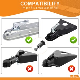 META Hardware Trailer Coupler Lock 1/4" Dia, Trailer Tongue Lock with 7/8 Inch Span Fits Latch-Type Coupler, Solid Coupler Lock with Keys for Towing Boat Truck RV Car Trailer (2Pack)