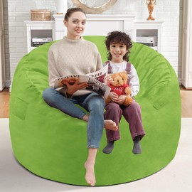SIMFLAG 3Ft Bean Bag Chair, Memory Foam Filling Bean Bag Chairs with Velvet Cover, Removable and Machine Washable Cover, Giant Bean Bag Chair for Adult-Lime