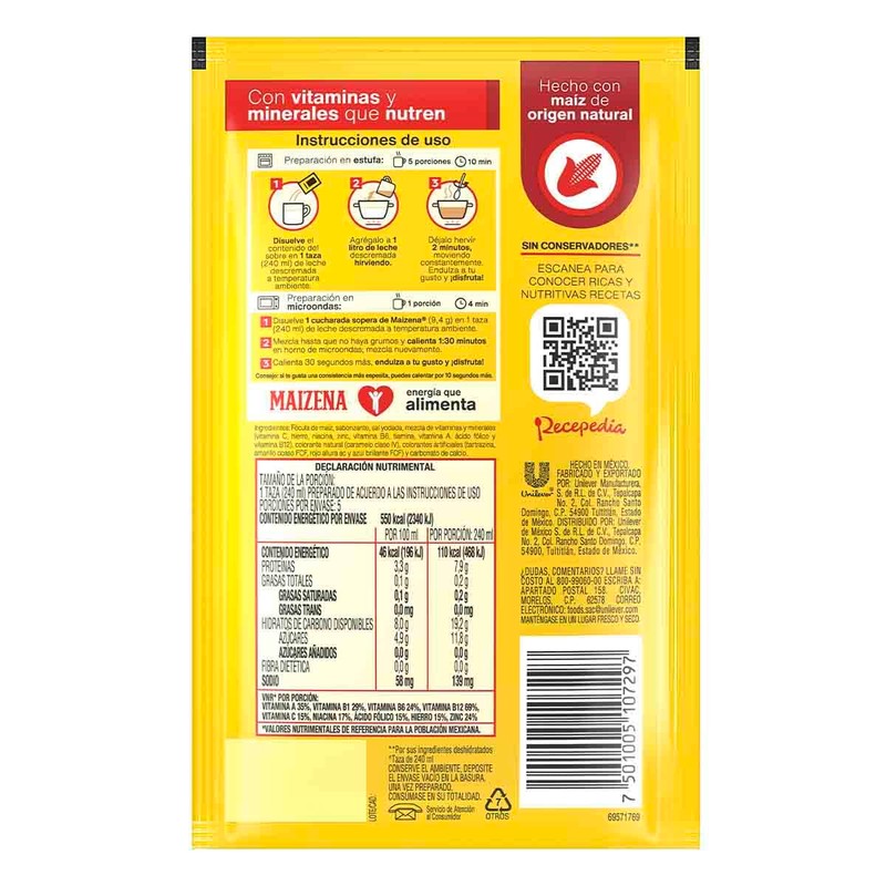 MexGrocer Maizena Fortified Corn Starch Cajeta 47 g (Pack of