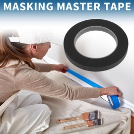 A ABSOPRO Painters Tape Easy Removal 0.5 Inches x 52.5 Yards Masking Master Tape Black