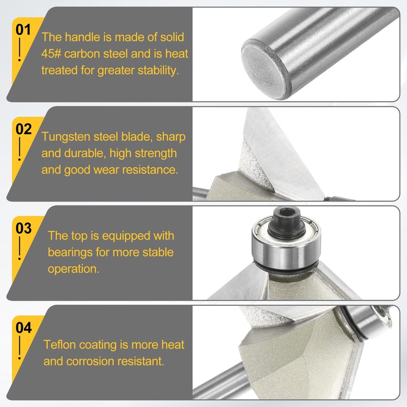 sourcing map 2pcs 45 Degree Chamfer Router Bit 1/2 Inch