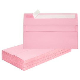 Mulbozy 50 Pcs #10 Business Envelopes, Self Seal Standard Envelopes, Windowless Business Mailing Envelopes for Office, Checks, Letters, Invoices, Statements, Wedding, Size 4-1/8 x 9-1/2 inch (Pink)