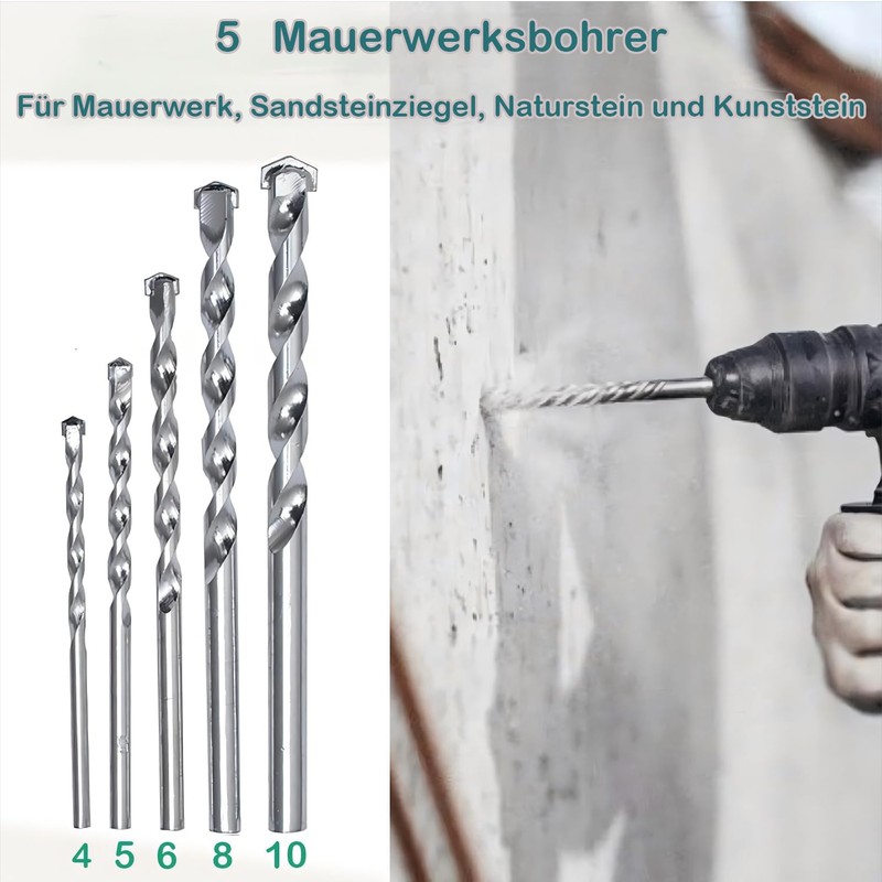 KEWAYO 16-Piece Drill Bit Set Made of HSS, Concrete &