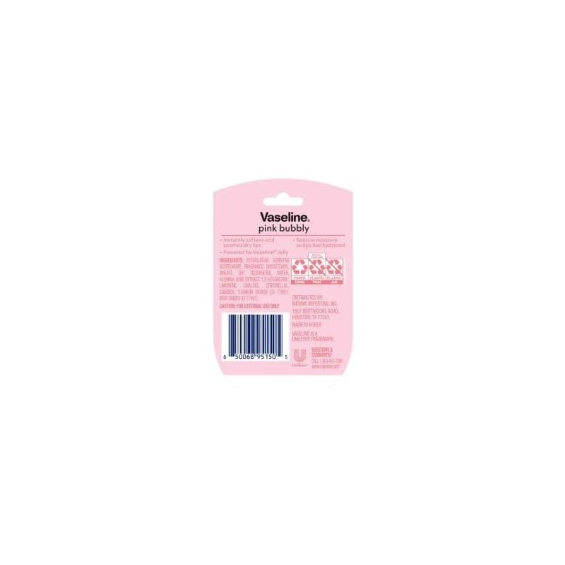 Vaseline Lip Therapy Edición Limitada Pink Bubbly, Bálsamo Labial, 7g