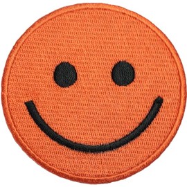 Papapatch Happy Face Smile Fun Hippie Retro Embroidered Sew Iron on Patch - Orange (IRON-SMILE-OR)