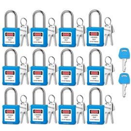 BOZZYS Lockout Tagout Locks with 2 Master Keys｜12-Pack Blue OSHA Loto Lock｜Keyed Different & Laser Coding｜Lock Out Padlock Kits for Machinery & Electrical Panels