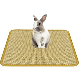 DYAUS- Alfombrilla rascadora para conejos, tapete de sisal natural para el cuidado de las garras y los dientes, juguetes masticables para conejos de interior, cama para conejos para morder, dormir y a