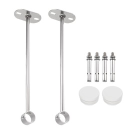 sourcing map 2 Pcs Curtain Rod Brackets 25mm(1"） Stainless Steel Ceiling Mount Holder Curtain Rod End Support Curtain Rod Flange Pole Socket with Matching Screws, Silver Tone