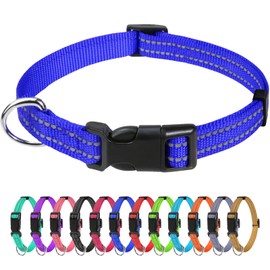 TagME Small Dog Collar, Reflective Puppy Collar, Royal Blue, 3/8" Width