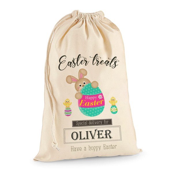 TULLUN Personalized Custom Made Easter Rabbit Bunny Cotton Gift Sack