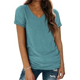 Womens Tops Basic Tees t-Shirts Trendy Fashion Cruise Comfy Workout Casual Summer Outfits Spring Clothes 2025 Beach Darkblue