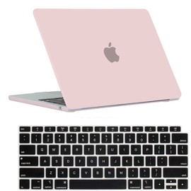 RUBAN Case for MacBook Air 13 inch Case 2022, 2021-2018 Release A2337 M1 A2179 A1932 - Protective Snap On Hard Shell Cover and Keyboard Cover for Version MacBook Air 13 with Touch Bar (Rose Quartz)