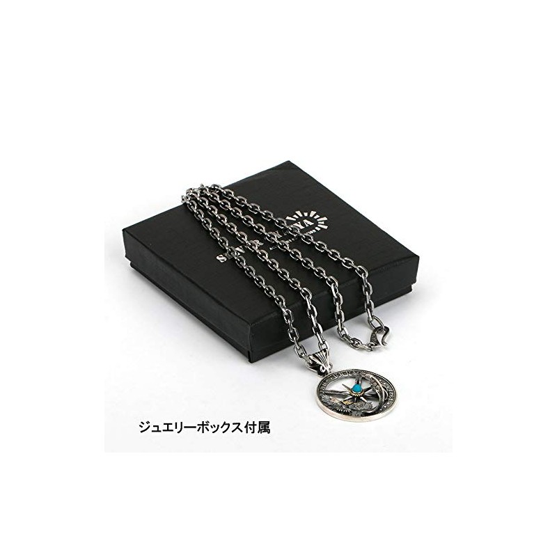 Silver KYASYA 925 Silver Coin Necklace, Men's, Silver925, Turquoise, Eagle,