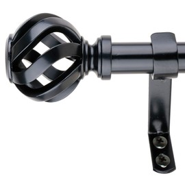 Decopolitan 1" Cage Curtain Rod, 72 to 144 Inches, Black