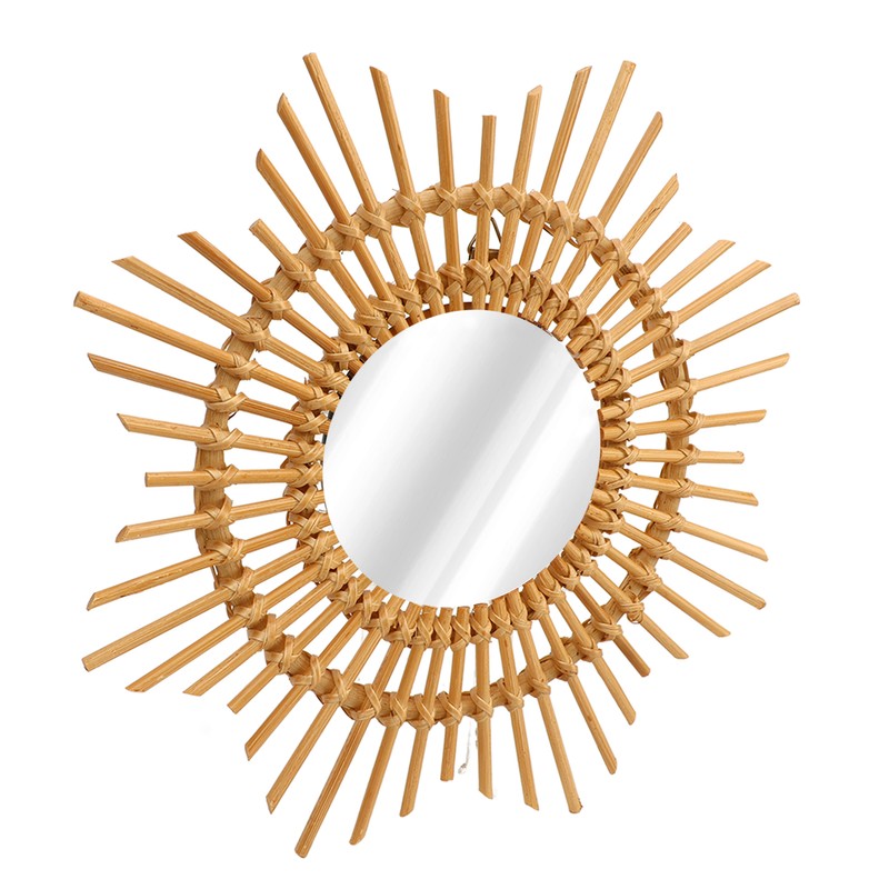 Wall Decor Rattan Mirror Star Shape Unique Simple Handwoven Mirror