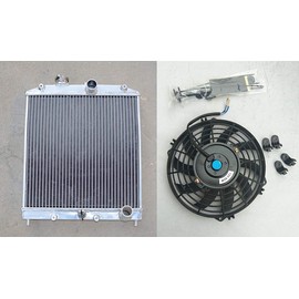 Aluminum Radiator + Fan For 1992-2000 Honda Civic EK EG D15 D16 28mm Inlet Pipe