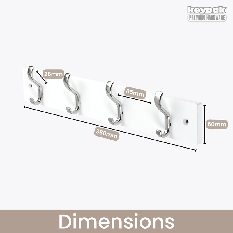 keypak Minimalistic Wall-Mounted Coat Rack – 4 Hooks on Stylish