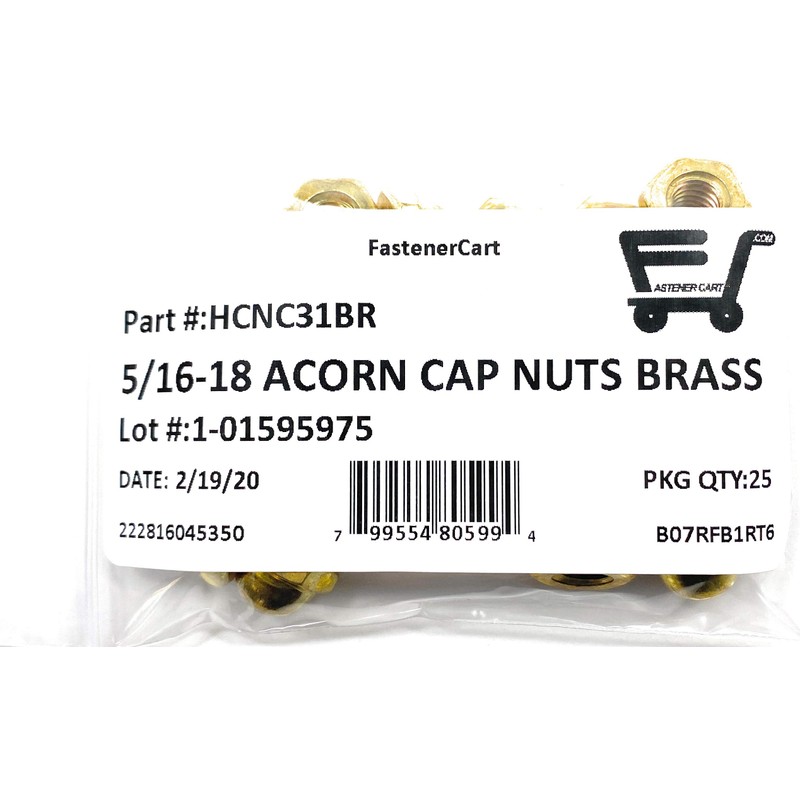5/16-18 Acorn Cap Nuts Solid Brass (25 Pieces)