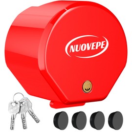 NUOVEPE Heavy Duty Anti Theft Trailer Lock, Universal Fit 1-7/8", 2" and 2-5/16" Couplers, Reinforced Solid Steel Tow Lock for Trailer Tongue, Hitch Lock for RV, Cargo, Boat, Camper, Utility (Red)