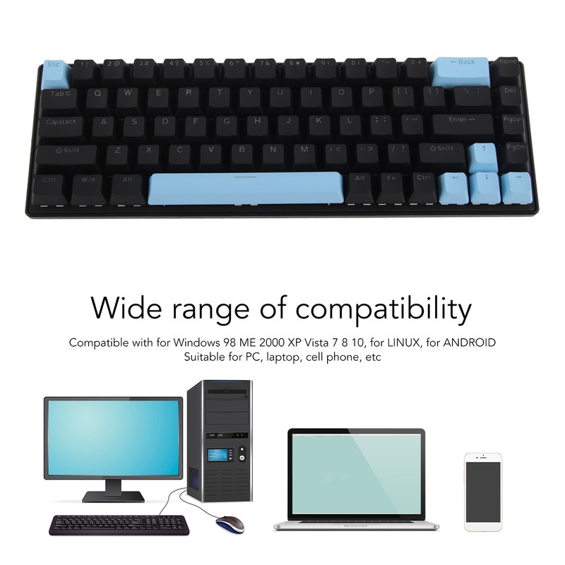 Mechanical Keyboard 68 Keys RGB Backlight Compact Wired Keyboard with
