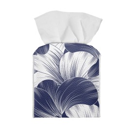 Coldinair Modern Floral Print PU Leather Tissue Cube Box Holder Decorative Tissue Holders for Bathroom,Bedroom Dressers,Office,Car,Travel,Portable and Foldable