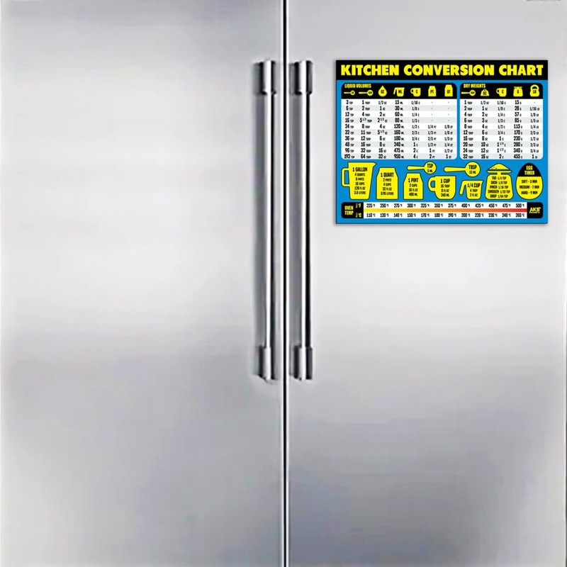Kitchen Measurement Conversion Chart Magnet - Extra Large Easy to