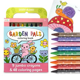 Ooly - Kit de actividades de viaje para niños, 9 lápices de colores jumbo y 48 páginas para colorear, manualidades de automóviles para niños, juego de arte de viaje por carretera, actividades en avión