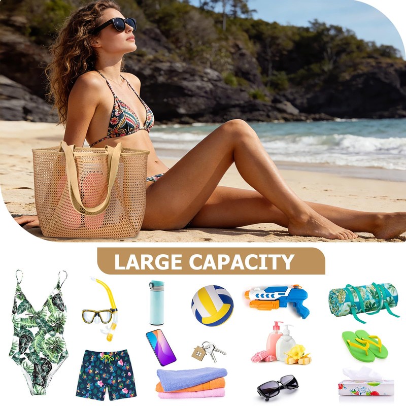 Iioscre Beach Bag for Women, Causal Hobo Handbags with Zipper