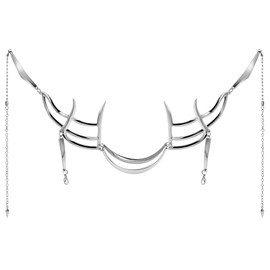 L'VOW Futuristic Y2K Cyber Punk Silver Steel Half Mask Chin Decor Luxury Cosplay Irregular Jewelry Face Chain Cyborg Earring Accessories(Style-6)