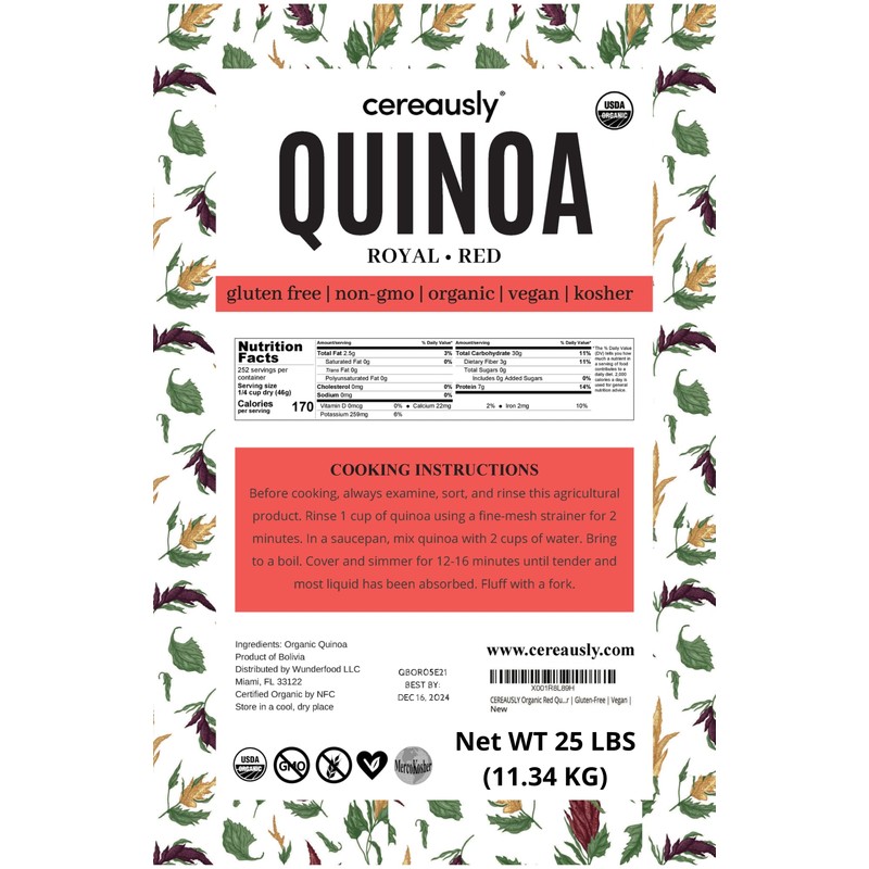 CEREAUSLY Organic Red Quinoa – Premium Royal Quinoa from Bolivia