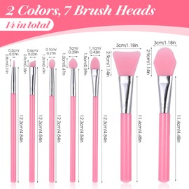 SHENLIU 14-Piece Silicone Makeup Brushes Set, Mask Applicator, Facial Jelly Brush, Eye Cream Brushes, Makeup Brush Set for Handicrafts Creams and UV Resin Epoxy Art Making (Green + Pink)