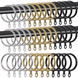 Glarks 40Pcs 1.2Inch Black Curtain Rings with Eyelet, Rustproof Metal Drapery Hanging Rings for Window Door Shower Curtain