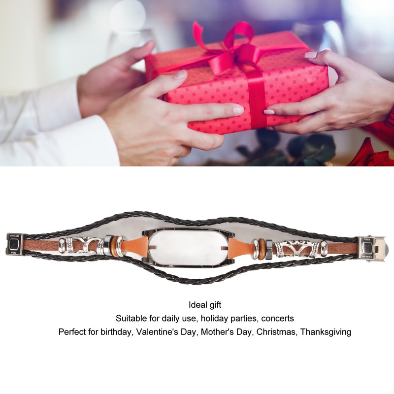 Leather Strap for Xiaomi 7 NFC Bracelet Metal Buckle Ethnic