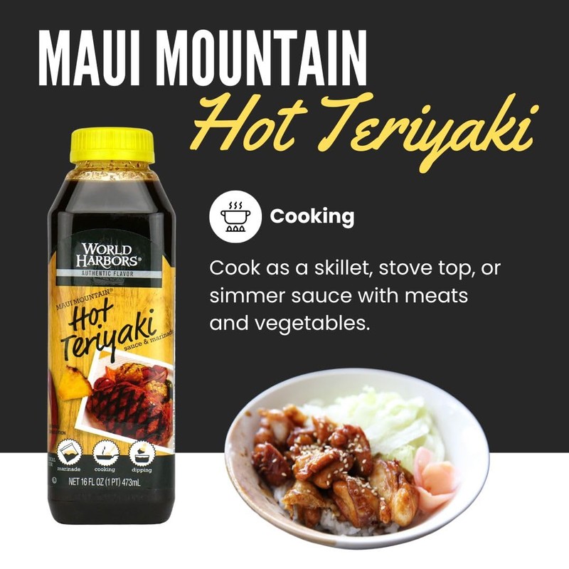 World Harbors Hot Teriyaki Sauce Perfect for Grilling Stir-Fries, Dipping,