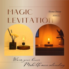MOOCCI Floating Light Bulb Desk Lamp, Magnetic Levitating Lamps LED Night Light, Unique Gifts for Christmas and New Year (Dark Brown Base)