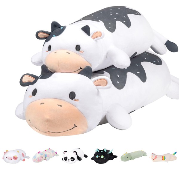 Mewaii Cow Plush Body Pillow, 25" Kawaii Milk Cow Stuffed