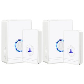 Greencycle Wireless Doorbell, Easy Installation, Plug and Play, 5 Adjustable Volume, Loud Enough, 48 Ringtones, 100FT-1300FT, IP66 Waterproof, Doorbell for Home,Classroom(2 Buttons +2 Receivers)