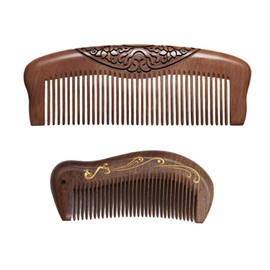 2 Pieces Sandalwood Combs, Gift Wooden Combs, Hair Styling Tools, Massage Combs, Double-Sided Carving Combs