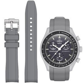 Stanchev Strap for MoonSwatch Watch,Curved Rubber Replacement Band Compatible With Omega X Swatch Speedmaster Moonswatch Watch 20mm,Soft Swatch Omega Strap for Men Women (Gray)