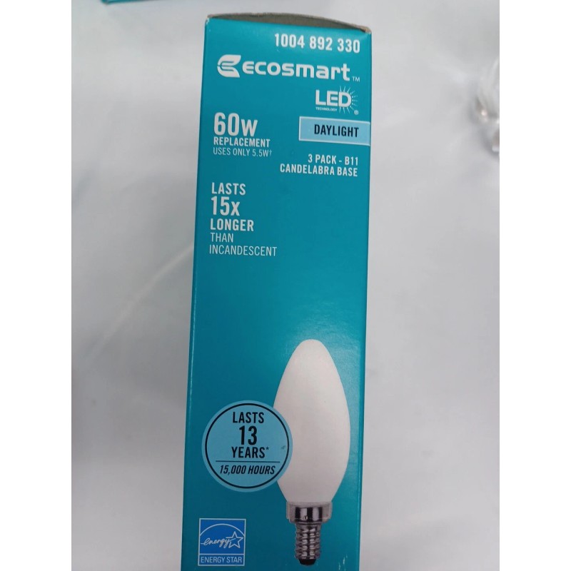 EcoSmart 60-Watt Equivalent B11 Dimmable Frosted Glass LED Bulb Daylight