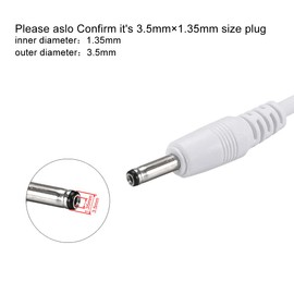 uxcell USB Type-A Male to 3.5 x 1.35mm DC 5V 1A Plug Barrel Connector Charge Cable for USB Fans Desk Lamps Mini Charging Speakers Electronic Devices, White