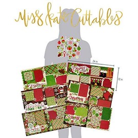 Printed Layout & Die Cuts Kit - Christmas Basics Layouts - by Miss Kate Cuttables - 6-2 Page 12"x12" Layouts on 80lb Specialty Paper & 30 Coordinating Die Cuts - Exclusive Original Matching KIT