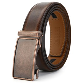 Nelbons Men's Belt, Slide Ratchet Belt for Men with Leather 1 3/8“ width 35mm,Trim to Fit (Dark Brown, 130cm / 28 "-44" adjustable waist)