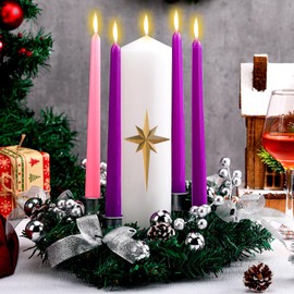 MTLEE Advent Christmas Candle Set Include 1 Pcs Christ Bright Morning Star Candle and 4 Pcs Advent Taper Candles Religious Baptism Candles for Advent Catholic Church Devotional Celebration Xmas Gift