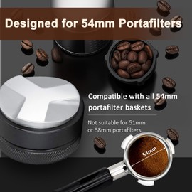 53mm Adjustable Coffee Distributor & Tamper, Dual Head Coffee Leveler, Compatible with 54mm Breville Portafilter, 2-in-1 Espresso Hand Tamper with Adjustable Depth