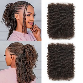 Afro Kinkys Bulk Human Hair, 14 Inch 30G/Pack Soft 4C Afro Kinky-Curly Human Hair Bulk for Twist Dreadlocks Extensions Repair Locs #4 Medium Brown