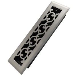 Howeall 2x10 Inches Heavy Duty Walkable Floor Register - Easy Adjust Air Supply Lever Decorative Floor Vent Covers - Savannah Design Vent Covers for Home - Satin Nickel