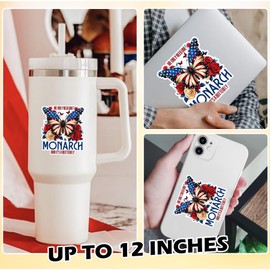 We Only Need One Monarch and Its A Butterfly Sticker Activist Feminist Protest Liberal USA Flag Waterproof Die Cut Vinyl & Transparent DTF Decal for Water Bottle Laptop Car Helmet Gifts for Her Him