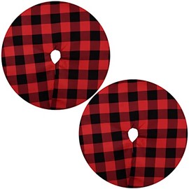 2 Pieces Mini Christmas Tree Skirt Buffalo Plaid Tree Skirt Red and Black Plaid Tree Skirt Double Layers Skirt for Christmas Tree 15 Inches Xmas Tree Skirt for Christmas Tree Home Party Decors