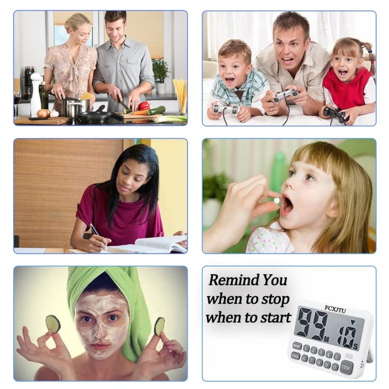 FCXJTU Digital Kitchen Timer, Large Display Cooking timer Cycle Count